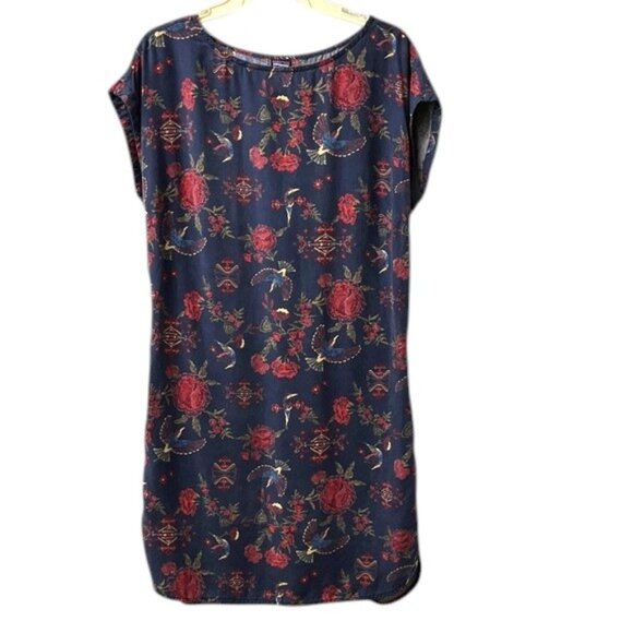 Patagonia Worn Wear Cap Sleeve Dress Navy Red Print - Picture 1 of 13